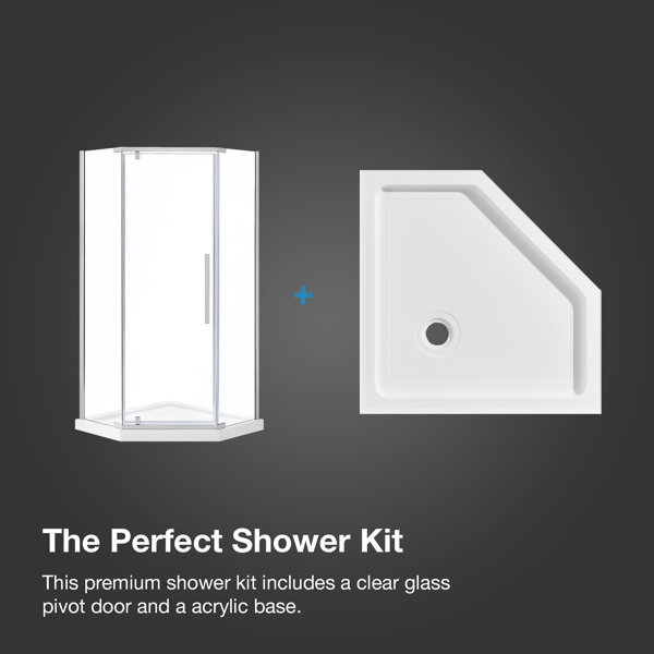 Ove Decors 38" W x 38" D x 75" H Framed Neoangle Corner Shower Kit